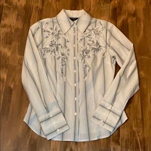 Express Women’s Blouse Black & White Stripes